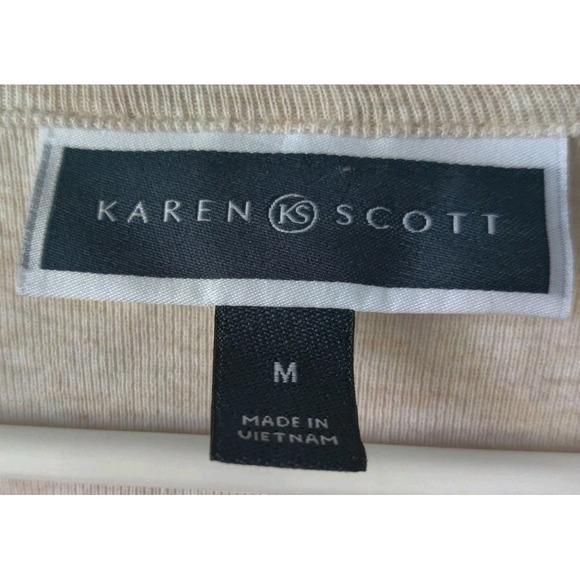 Karen Scott Women's 100% Cotton Square Neck Top Black Neck/Sleeve Detail Sz M‎ - Picture 3 of 5